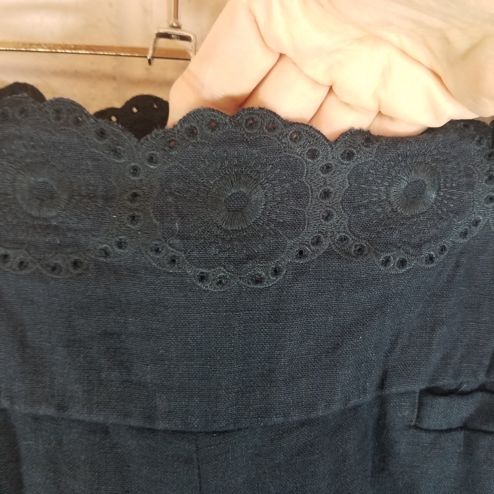 Anthropologie Elevenses blue linen wide leg crop pants - Picture 8 of 8